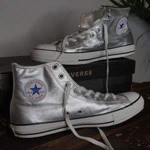 Metallic Silver Converse Sneakers